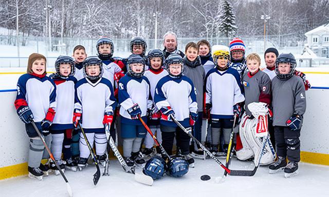 Local minor hockey players gathered beside an ice rink in Sainte-Julienne